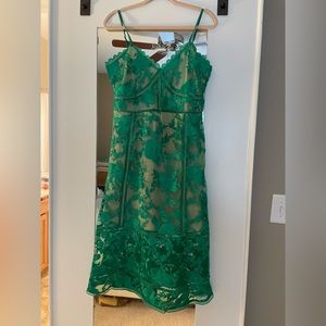 Lulu’s Alluring Dream Floral Mesh Lace Trumpet Midi Dress